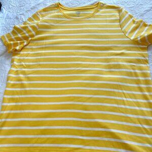 Kim Rogers Yellow White Striped Short Sleeve Top Size L large women's